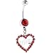 Red Gem PAVED Love HOLLOW HEART Dangle Belly Ring
