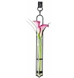 Hanging Glass Tube Vase G102 for Wedding Flowers, Patio Garden Decor, Plants, Rooting, Spice or Scented Oil. Decorative Black Hanger with Hook and Gift Box Included