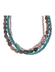 MyStrand Turquoise Harmony Necklace, Adjustable Length 16" - 24" - 32": Multi Strand Sterling Silver, Turquoise, Labradorite Beaded Necklace Set