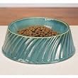 Dog Bowl - "Greek Isles" Glazed Ceramic Dish - Blue-Green - 6"