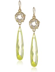 Devon Leigh Clear and Lemon Cubic-Zirconia Drop Earrings