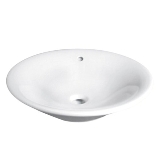 Decolav 1410-CWH Round Vitreous China Above-Counter Vessel with Overflow, White