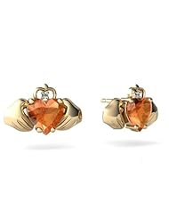 Genuine Fire Opal 14kt Yellow Gold Celtic Claddagh Earrings