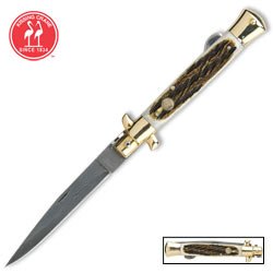 Kissing Crane Bone - handled Damascus Stiletto