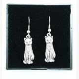 Pewter Earrings Cat  -
