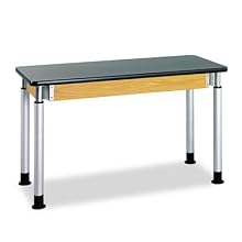 Diversified Woodcraft P8202K UV Finish Plain Adjustable Height Table with Chemguard Top, 54" Width x 39" Height x 24" Depth