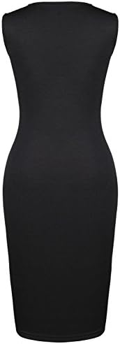 PAKULA Women's Fashion Splicing O Neck Pencil Midi Bodycon Dress