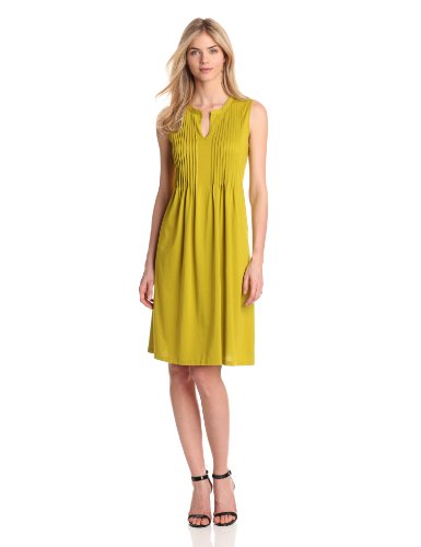 Jones New York Women's Sleeveless Dress With Pleats, Palm Green, Medium