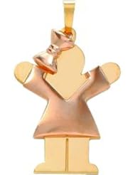 14K Two Tone Gold The Kids Puffed Girl Charm Jewelry