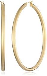14k Gold-Bonded Sterling Silver Polished Hoop Earrings, (2" Diameter)