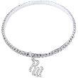 ROCAWEAR Silver Tone RW Flame CRYSTAL Bangle