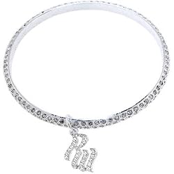 ROCAWEAR Silver Tone RW Flame CRYSTAL Bangle