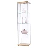 Ikea Detolf Glass Curio Display Cabinet Light Brown