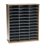 Fellowes 25063 Literature Organizer, Laminate Shell, 36 Letter Size Comp, Medium Oak