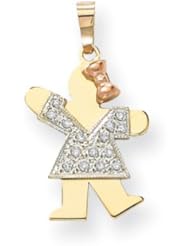 14k Tri-Color AA Diamond kid pendant Diamond quality AA (I1 clarity, G-I color)