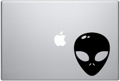 Space Icon - Alien Monster Face Extraterrestrial - 5" Black Vinyl Decal Sticker Car Macbook Laptop