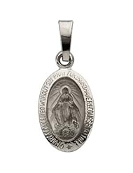 14k White-Gold Miraculous Medal by US Gems