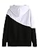 ROMWE Women's Fashion Color Block Pockets Fleece Hooded Sweatshirt