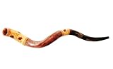 38-43 Yemenite Hand Painted Kudu Horn Shofar - Pomegranate, with Free Anti Odor Spray, Made in Israel