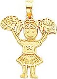 10K Yellow Gold Cheerleader Charm Diamond Cut