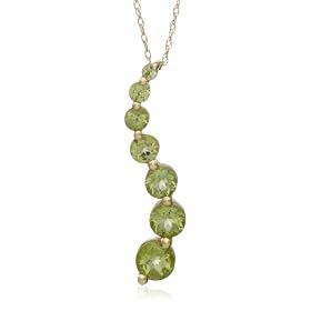 10k Yellow Gold, August Birthstone, Peridot Journey Pendant, 18 by