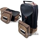 Stylish Leather Golf Shoe Bag w/ Mesh & Tee Holder