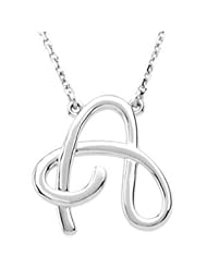 Clevereves Sterling Silver A 16" Silver Fashion Script Initial Necklace