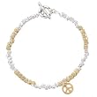 Peace Charm Bracelet with Gold Vermeil and Sterling Silver Bead Nuggets, 6 1/2" Length, #7955