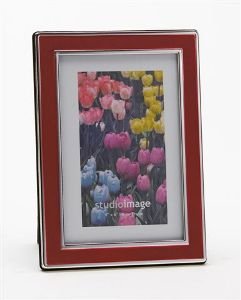 5X7 DEEP RED FRAME - 5X7 SILVER PLATED DEEP RED PHOTO FRAME - frame