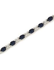 10K White Gold Oval Sapphire Bracelet