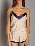 La Fee Verte Silk Romper Nude/Navy