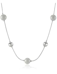 Anne Klein "Polished and Pearl" Silver-Tone Blanc Pearl Stationed Ball Strand Necklace, 42"