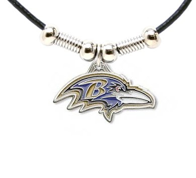 Baltimore Ravens Leather Necklace Beads & Pewter Pendant – NFL Football Fan Shop Sports Team Merchandise