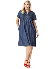 Plus Pure Cotton Denim Frill Front Shirt Dress