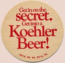 Vintage Erie Brewing Company Koehler Beer Paperboard Coasters - Set of 4 - Two Different Designs