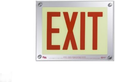 Safe Glow Photoluminescent Exit Sign, "EXIT", 12-19/64" Length x 9-1/2" Width x 1/4 " Height, Wall Mount (Pack of 1)