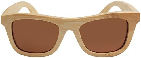 100% Natural Bamboo Wood Frame Sunglasses Wayfarer Style Polarized Lenses UV Protection For Men &amp; Women (BROWN)