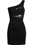 Black One Shoulder Mesh Panelled Bodycon Dress