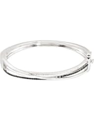 Genuine Spinel & Diamond Bangle Bracelet Sterling Silver 1/3 Ct Tw Spinel-Black 68247