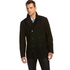 Kenneth Cole Wool Pea Coat with Zippers by Kenneth Cole