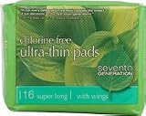 Seventh Generation Chlorine-Free Ultra-Thin Pads With Wings Super Long