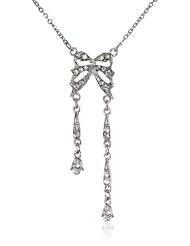 Downton Abbey "Stardust Boxed" Silver Tone Crystal Edwardian Statement Bow Pendant Necklace, 16"