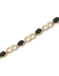 14K Yellow Gold Oval Mystic Topaz and Diamond Bracelet