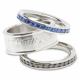 Carolina Panthers Logo Crystal Stacked Ring Set (Size 8)