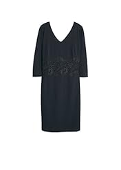 Plus Size V-neck 3/4 Sleeves Elastane/Polyamide/Polyester/Viscose Slit Lace  Dress