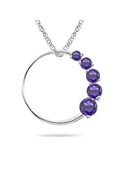 0.40 Cts Amethyst Journey Circle Pendant in 14K White Gold