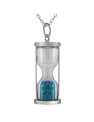 Sterling Silver Hourglass Pendant With 0.75 Ct Genuine Bluetopaz Dust 18" Chain