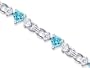 Alluring Design 4.50 carats total weight Heart Shape Swiss Blue Topaz & White CZ Gemstone Bracelet in Sterling Silver