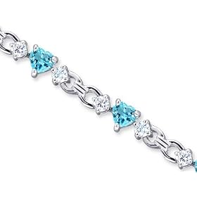 Alluring Design 4.50 carats total weight Heart Shape Swiss Blue Topaz & White CZ Gemstone... by 