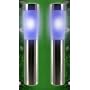 NEW 4 X BLUE STAINLESS STEEL SOLAR POST BOLLARD LIGHTS